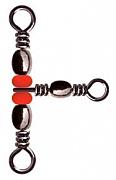 Фото вертлюг тройной с бус. 90 град. barrel triple swivels style,цвет black nikel, размер 14x16, (50шт.)