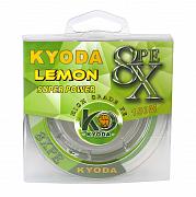 Фото шнур плетеный kyoda lemon 8x pe d-0,18 мм, l-150 м, цвет лимонный, разрывная нагрузка 8 кг