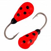 Фото капля с отверстием и лыской d 2,5 мм, вес 0,2 гр, красная с точками /10 шт/